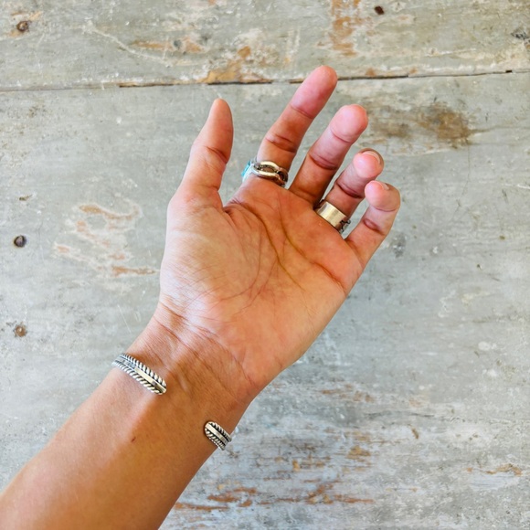 SOLD ♥️ Navajo ♥️ James King Sterling Silver & Turquoise Stacker Cuff - Picture 4 of 13
